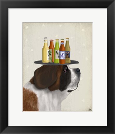 Framed St Bernard Beer Lover Print