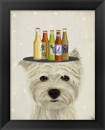 Framed West Highland Terrier Beer Lover Print