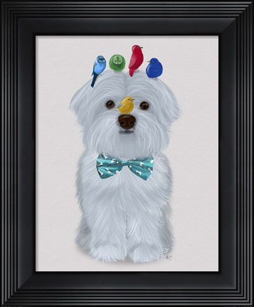 Framed Maltese and Birds Print