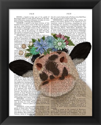 Framed Cow with Flower Crown 2 Book Print Print