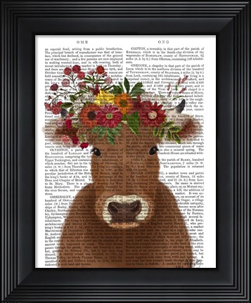 Framed Cow Bohemian 1 Book Print Print