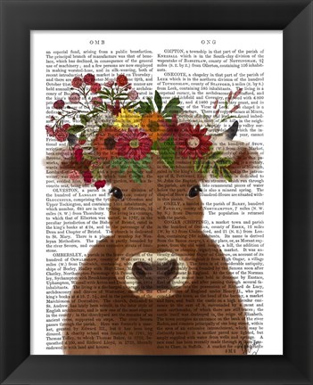 Framed Cow Bohemian 1 Book Print Print