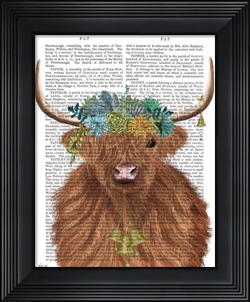 Framed Highland Cow Bohemian 1 Book Print Print