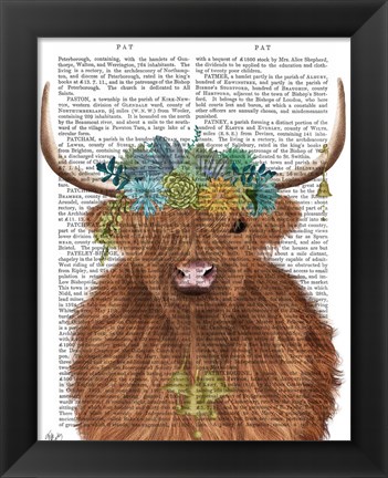 Framed Highland Cow Bohemian 1 Book Print Print