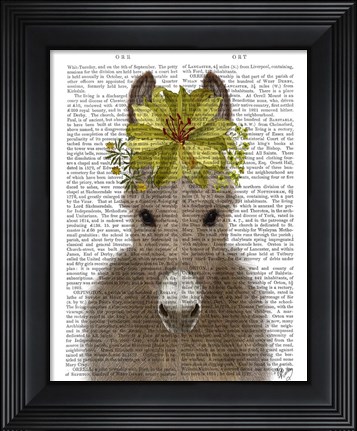 Framed Donkey Sunflower Book Print Print