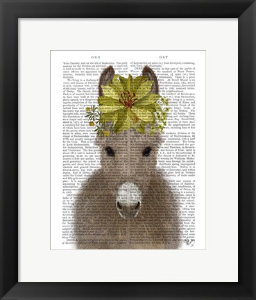 Framed Donkey Sunflower Book Print Print