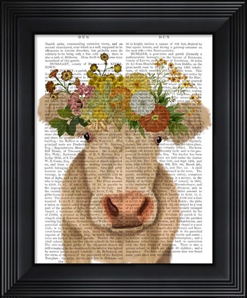 Framed Cow Cream Bohemian 1 Book Print Print