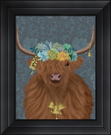 Framed Highland Cow Bohemian 1 Print