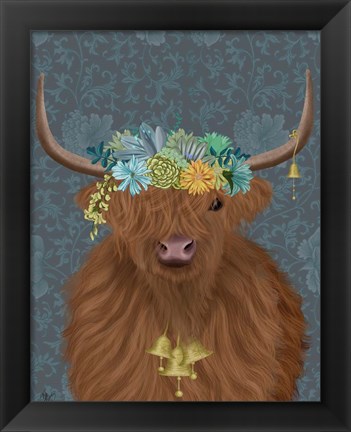 Framed Highland Cow Bohemian 1 Print