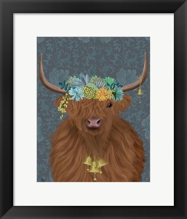 Framed Highland Cow Bohemian 1 Print