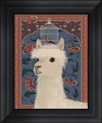 Framed Llama and Birdcage Print
