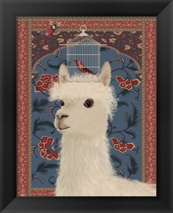 Framed Llama and Birdcage Print