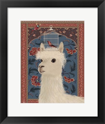 Framed Llama and Birdcage Print