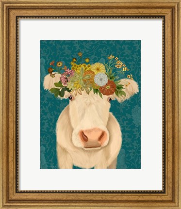 Framed Cow Cream Bohemian 1 Print