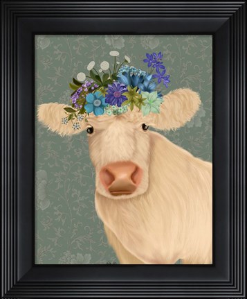 Framed Cow Cream Bohemian 2 Print