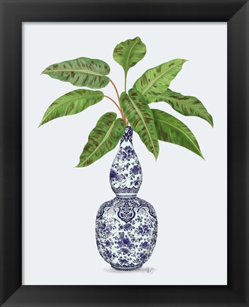 Framed Chinoiserie Vase 1, With Plant Print