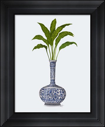Framed Chinoiserie Vase 3, With Plant Print