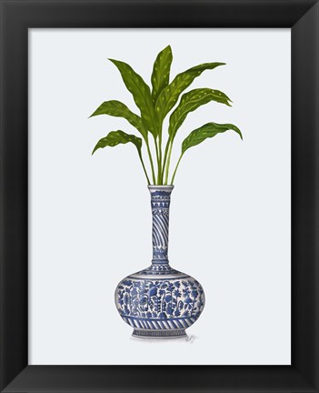 Framed Chinoiserie Vase 3, With Plant Print
