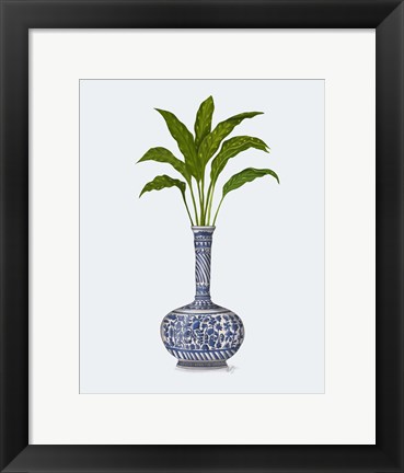 Framed Chinoiserie Vase 3, With Plant Print