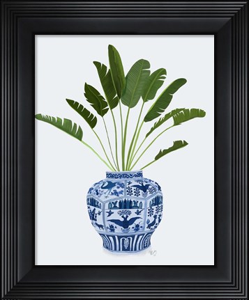 Framed Chinoiserie Vase 5, With Plant Print