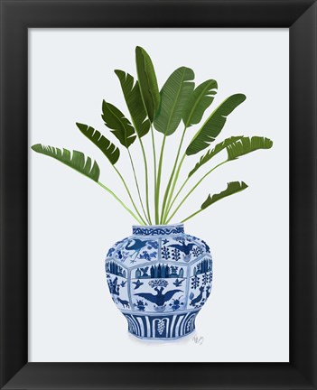 Framed Chinoiserie Vase 5, With Plant Print