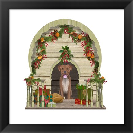 Framed Christmas Des - Christmas Kennel - Williamsburg Print