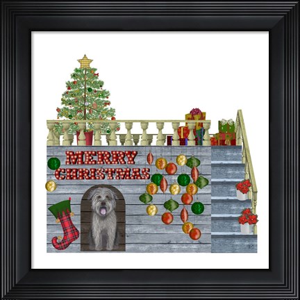 Framed Christmas Des - Christmas Kennel - Bauble Print