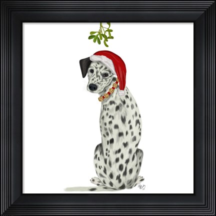 Framed Christmas Des - Dalmatian Mistletoe Print