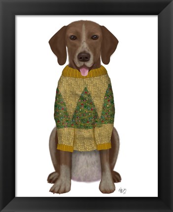 Framed Christmas Des - Mutt in Yellow Christmas Sweater Print