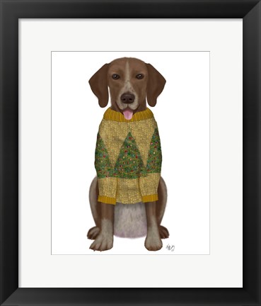 Framed Christmas Des - Mutt in Yellow Christmas Sweater Print