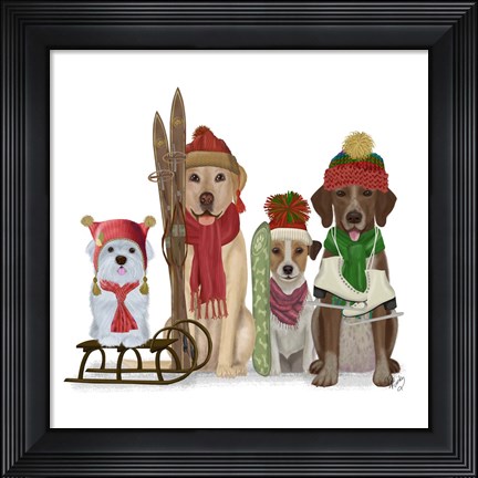 Framed Christmas Des - Winter Sports Fans Print