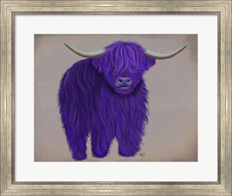 Framed Highland Cow 5, Purple, Full Print