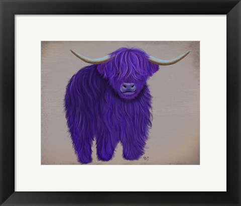 Framed Highland Cow 5, Purple, Full Print