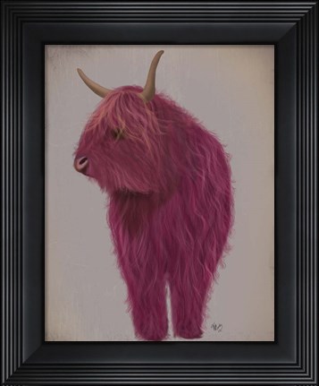 Framed Highland Cow 4, Pink, Full Print