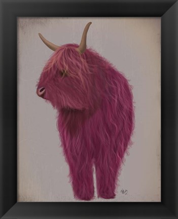 Framed Highland Cow 4, Pink, Full Print