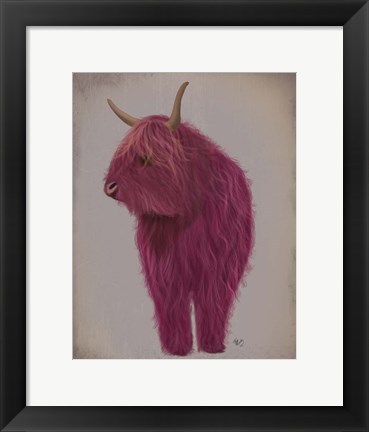 Framed Highland Cow 4, Pink, Full Print