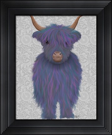 Framed Highland Cow 7, Purple, Full Print