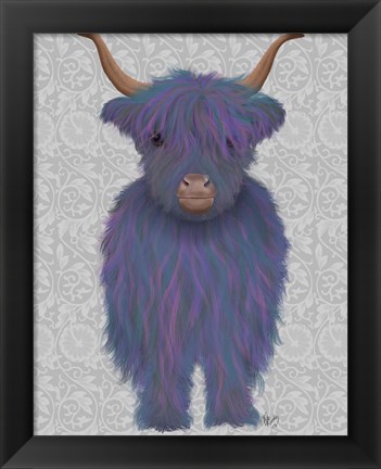 Framed Highland Cow 7, Purple, Full Print