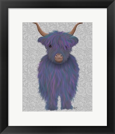 Framed Highland Cow 7, Purple, Full Print