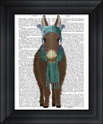 Framed Donkey Blue Hat and Scarf Book Print Print