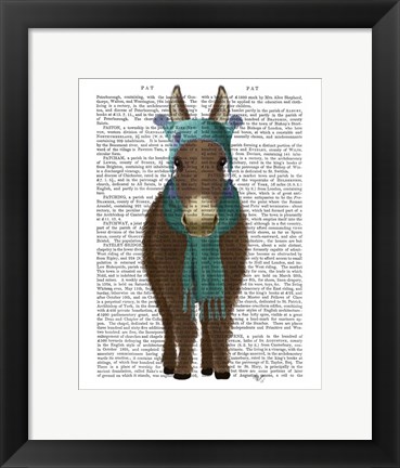 Framed Donkey Blue Hat and Scarf Book Print Print