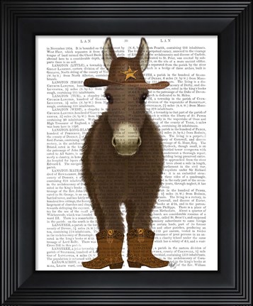 Framed Donkey Cowboy Book Print Print