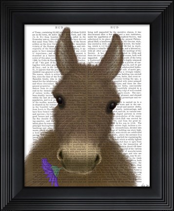Framed Donkey Purple Flower Book Print Print