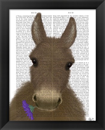 Framed Donkey Purple Flower Book Print Print