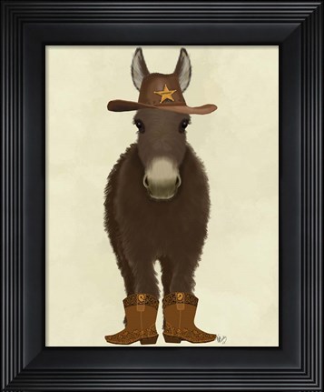 Framed Donkey Cowboy Print
