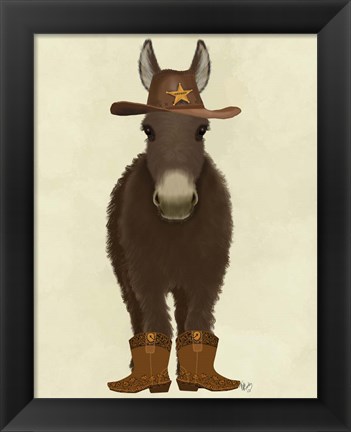 Framed Donkey Cowboy Print