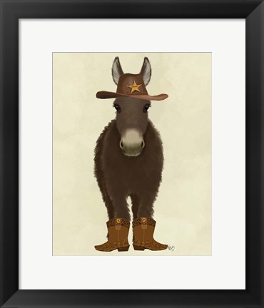 Framed Donkey Cowboy Print