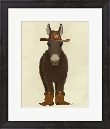 Framed Donkey Cowboy Print