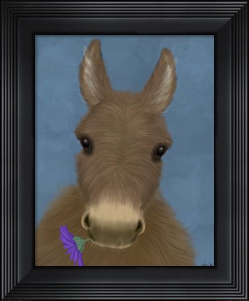 Framed Donkey Purple Flower Print