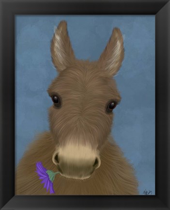 Framed Donkey Purple Flower Print